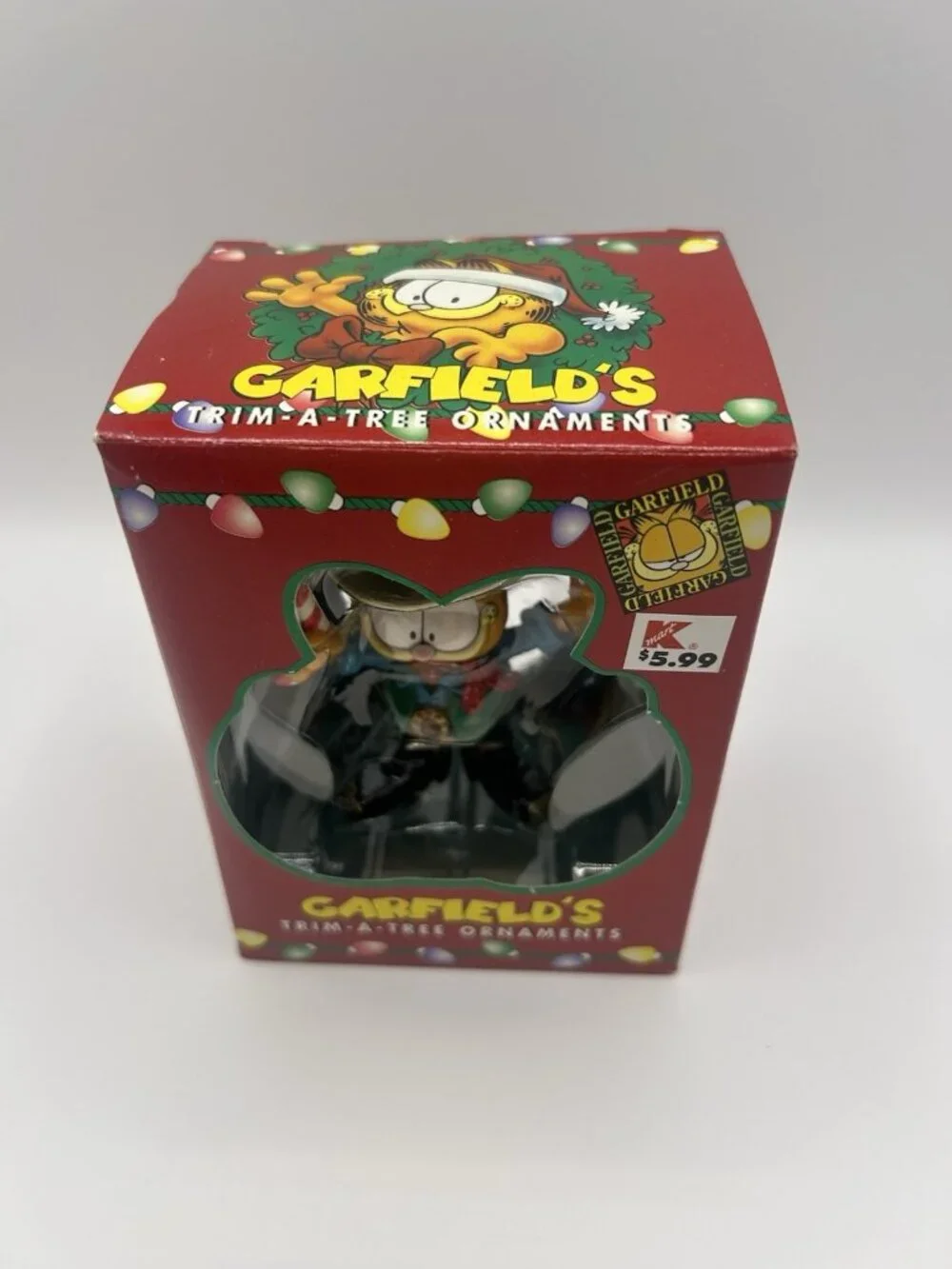 GARFIELD Ornament Trim-A-Tree Paws Christmas COWBOY Candy Cane Guns 1996 Vintage
